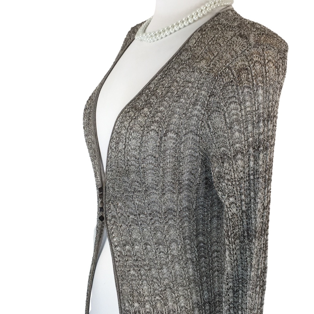 Sigrid Olsen Viscose Long Sleeve Browns Loose Knit Cardigan Sweater size Medium - Picture 4 of 16